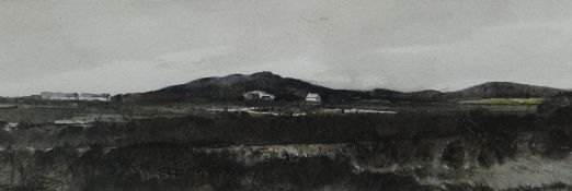JOHN KNAPP FISHER watercolour - expansive landscape with farm buildings and cottages, entitled on