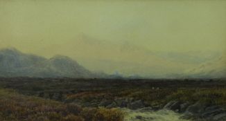 J JACKSON CURNOCK watercolour - North Wales moorland scene, signed and dated 1863 and entitled verso