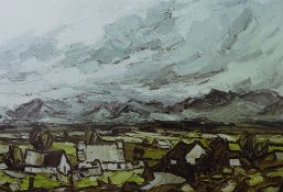 SIR KYFFIN WILLIAMS RA two coloured prints - sun over Crib Goch, printed initials, 33.5 x 50.5 cms