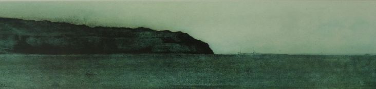 JOHN KNAPP FISHER coloured limited edition (82/850) print - coastal scene with cargo ship, signed,