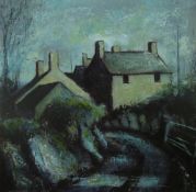 WILF ROBERTS coloured limited edition (13/20) print - farmstead 'Fferm Ger Dinas Dinlle', signed and