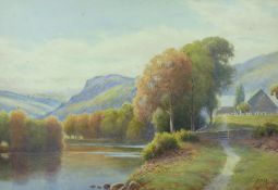 J LOCKHART BARKER watercolour - Church Pool, Betws-y-Coed, signed, 33 x 51 cms