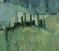 MARTIN PROCTER watercolour - village cottages, signed and entitled 'Penmachno III', 30 x 35 cms (