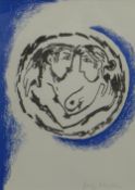 JOSEF HERMAN limited edition (99) lithograph - entitled 'Two Lovers Embrace', signed in pencil, 29 x