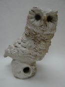 PAULINE HARRIES (Newport, Pembs) industrial stoneware pottery - study of an perched owl on a