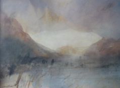 WILLIAM SELWYN watercolour - Snowdon and clouds from Llyn Nantlle, signed, 36 x 53 cms