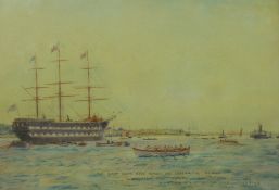 Early 20th Century School watercolour - early depiction of a boat race, rowed on the Thames