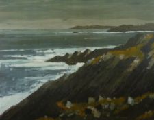 WILF ROBERTS coloured limited edition (5/15) print - coastal scene entitled 'Porth Llechog', signed,