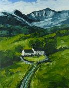 GWYN ROBERTS oil on canvas - Welsh farmstead in the Brecon Beacons, signed with initials and