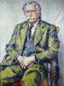 DAVID GRIFFITHS oil on canvas - a fine powerful portrait of the seated Sir Kyffin Williams,