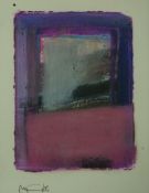 ROGER CECIL mixed media - abstract scene, unframed but mounted, signed, 13 x 10 cms