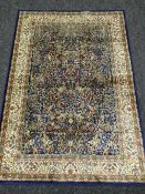 Blue ground Kashmir rug, 'Tree of Life' design, 170 x 120 cms