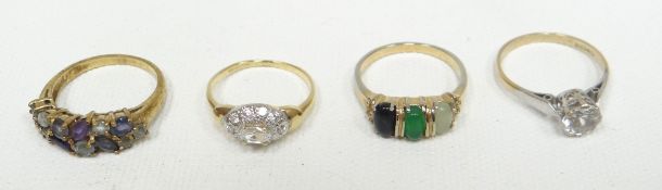 Four mixed various dress rings