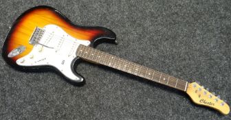 A blush brown and white Chester electric guitar