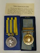 Boxed UN Korea medal pair to 14473327 Pte. William Lincoln Morgan, 1 Welch who died on 15 Feb 1952