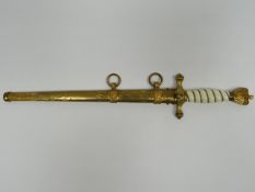 A German Third Reich Kriegsmarine dagger with ivory-coloured celluloid grip and unmarked and plain