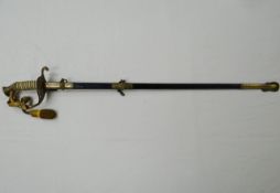 A German-made 20th century US Navy officer's sword with personalised etched blade named to Robert J.