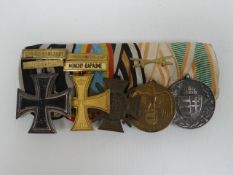 Imperial German group of five medals consisting of Iron Cross 1914 with two clasps, Military Merit