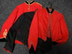 Three coloured regimental tunics