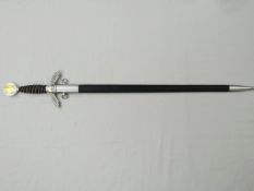 A Third Reich Nazi 1st Pattern Luftwaffe sword manufactured by F&A Helbig in blue leather and