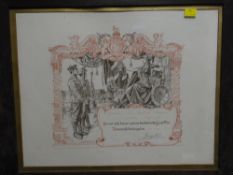 A framed British WWI Certificate of Discharge to 56591 Pte. Aubrey Frank, Welsh R.