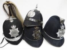 Four police helmets to include plumed parade Merseyside Police EIIR helmet