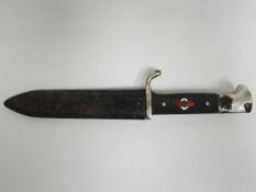 A German Third Reich Hitler Youth Knife in its scabbard marked 'J.A. Henckels, Solingen