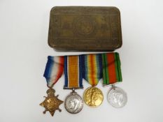 A 1914-15 trio of medals with WWII Defence Medal to T2-10348 Dvr. E.G. Horne, A.S.C. in 1914