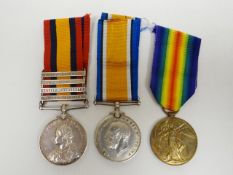 Q.S.A. and WWI pair of medals to Pte. W. Bowden, Seaforths consisting of Queen's South Africa with