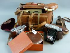 A Zeiss Ikon Contina vintage camera in leather case, a Zeiss Ikon Super Ikonta Bellows camera in