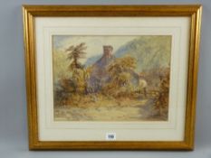 Manner of DAVID COX watercolour - farmstead amongst woodland with figure standing on a gate, 25 x 34