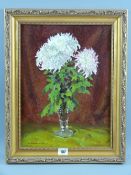 ARTHUR HAYWARD oil on board - still life, flowers in a glass vase on a table, signed, 39 x 29 cms