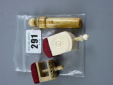 An early ivory sewing clamp and a decorative, possibly bone sewing clamp