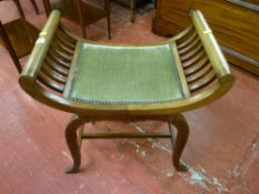 A rosewood line inlaid 'X' frame dressing stool with rib gallery sides and twin cross-stretchers, 68