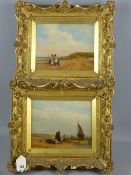 THOMAS SHOTTER BOYS a pair of rare oils on board in their original gilt frames - 1. three children