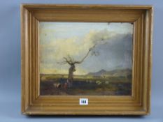 Late 19th Century Scottish School oil on canvas - figures and dog seated at the base of a tree