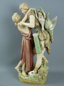 A large Royal Dux figural group titled 'Relour de Chasse (Return of the Hunter)', modelled by