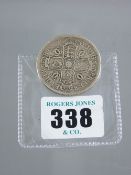 A silver half crown, 1670