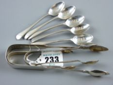 A pair of plain fiddle patterned Georgian silver sugar nips, 1 oz, Dublin 1811, a pair of later