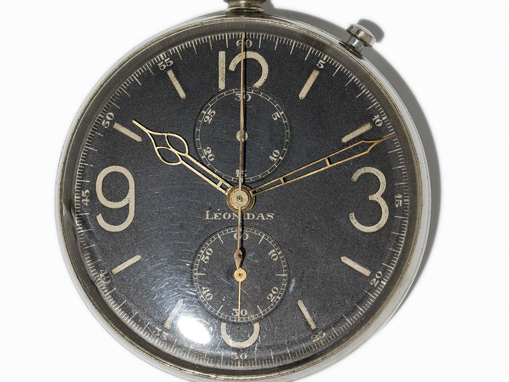 Leonidas Military Pocket Watch Chronograph, C. 1940 Leonidas military pocket watch chronograph - Image 2 of 9