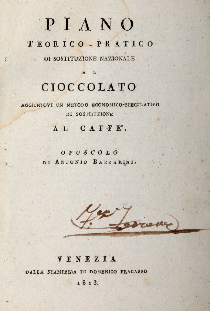 Bazzarini AntonioPiano teorico-pratico di sostituzione nazionale al cioccolato aggiuntovi un metodo