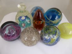 Eight Paperweights, including Caithness Bewitched, Spindrift, a Welsh Pembrokeshire paperweight with