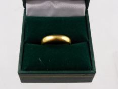 A Lady's 22ct Gold Birmingham hallmark Wedding Band, size L, est 6.6 gms