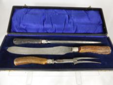 A Mother of Pearl handled Victorian Knife and Fork, Birmingham hallmarked, mm George Unite