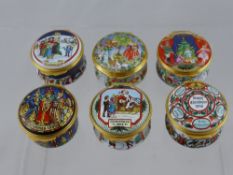 Six Halcyon Days Enamel Trinket Boxes, including Christmas 1994, Christmas 2005, Christmas 2001,