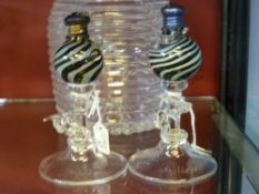 An American Glass Cruet Set in Murano style.
