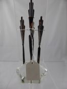 A Silver Art Deco Manicure Set, with a glass base by Sampson and Morden Birmingham dated 1936.