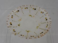 An Antique (possibly glass or alabaster) Plate, hand painted with fruit and flowers, the edges