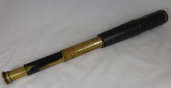 A Vintage Brass and Leather Bound Voigtlander & Sohn Telescope circa 1860, engraved with retailer
