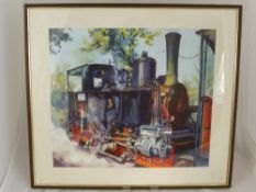 An Edwin Mason watercolour depicting a Henseebahn Steam Cog Wheel Engine, L 134, framed and
